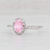 1.04ctw Oval Pink Ice Cubic Zirconia Halo Ring 14k White Gold Engagement Style