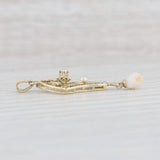 Antique Baroque Seed Pearl Diamond Lavalier Pendant 10k Yellow Gold Floral