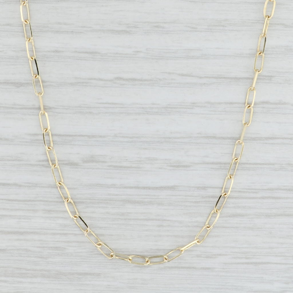 Light Gray 16" Elongated Cable Chain 14k Yellow Gold 2mm Lobster Clasp