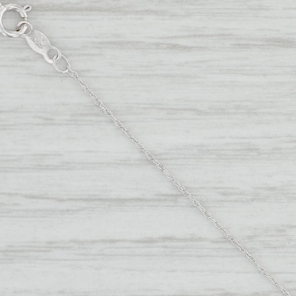 Light Gray 0.79ctw Blue Sapphire Diamond Pendant Necklace 14k White Gold 18" Rope Chain