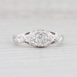 Light Gray New Floral Diamond Engagement Ring 14k White Gold Size 6.5 Rose Cut Solitaire