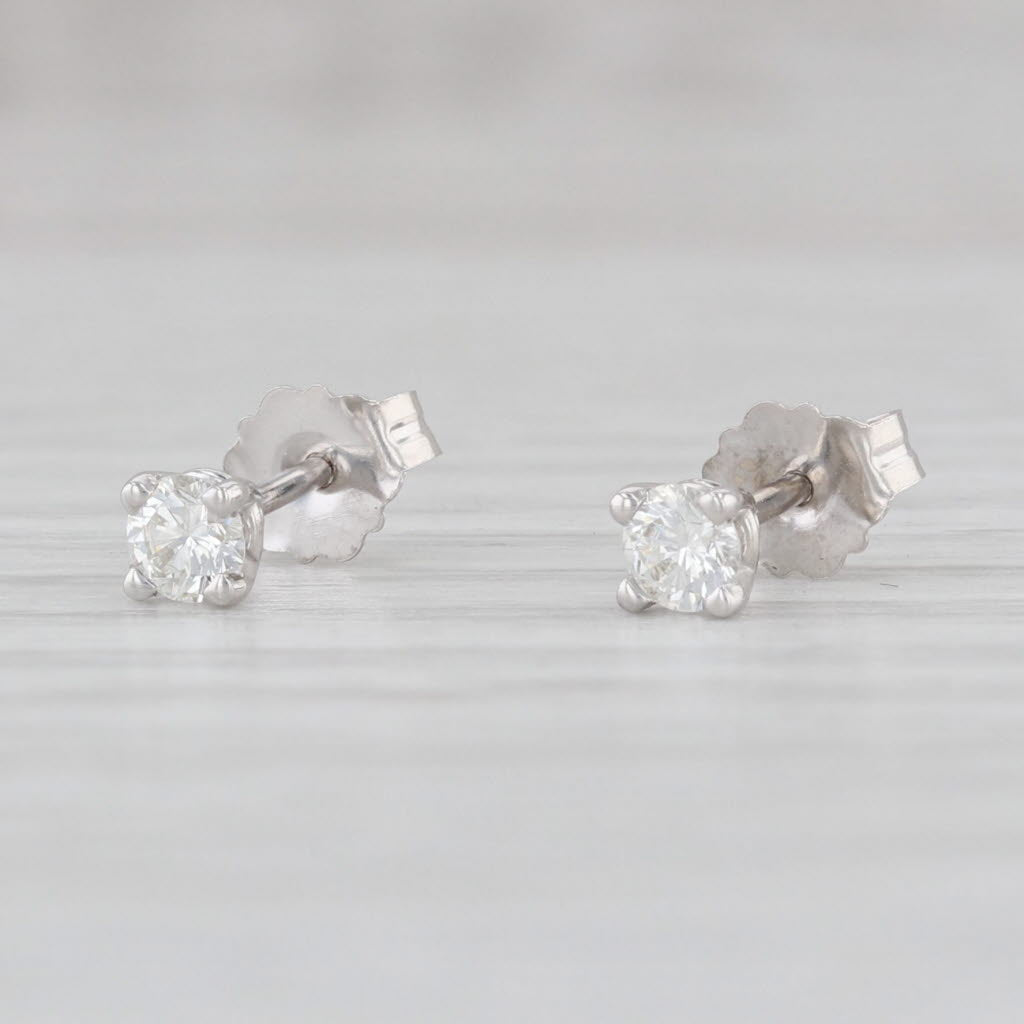 Light Gray New 0.20ctw Diamond Stud Earrings 14k White Gold Round Solitaire Studs