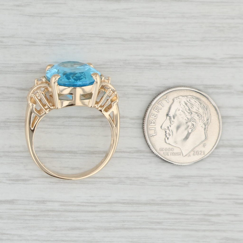 Light Gray Town & Country 10.35ctw Blue Topaz Diamond Ring 14k Yellow Gold Size 7 Cocktail