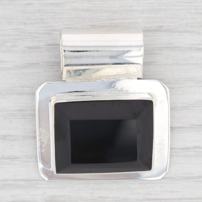 Light Gray New Black Resin Pendant 925 Sterling Silver Statement B12766