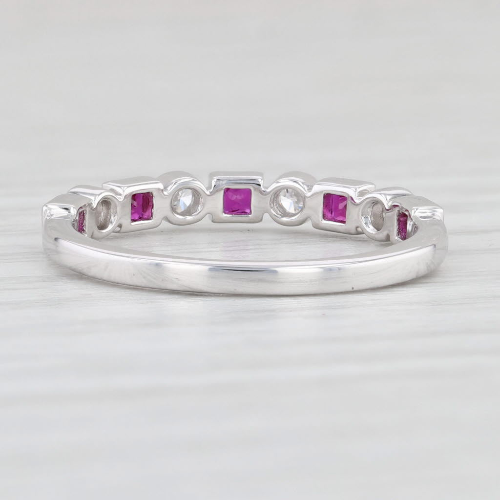 Light Gray New 0.52ctw Diamond & Ruby Ring 14k White Gold Size 6.5 Stackable