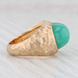 Light Gray New Nina Nguyen Green Chrysoprase Diamond Ring 18k Gold Hammered Size 6