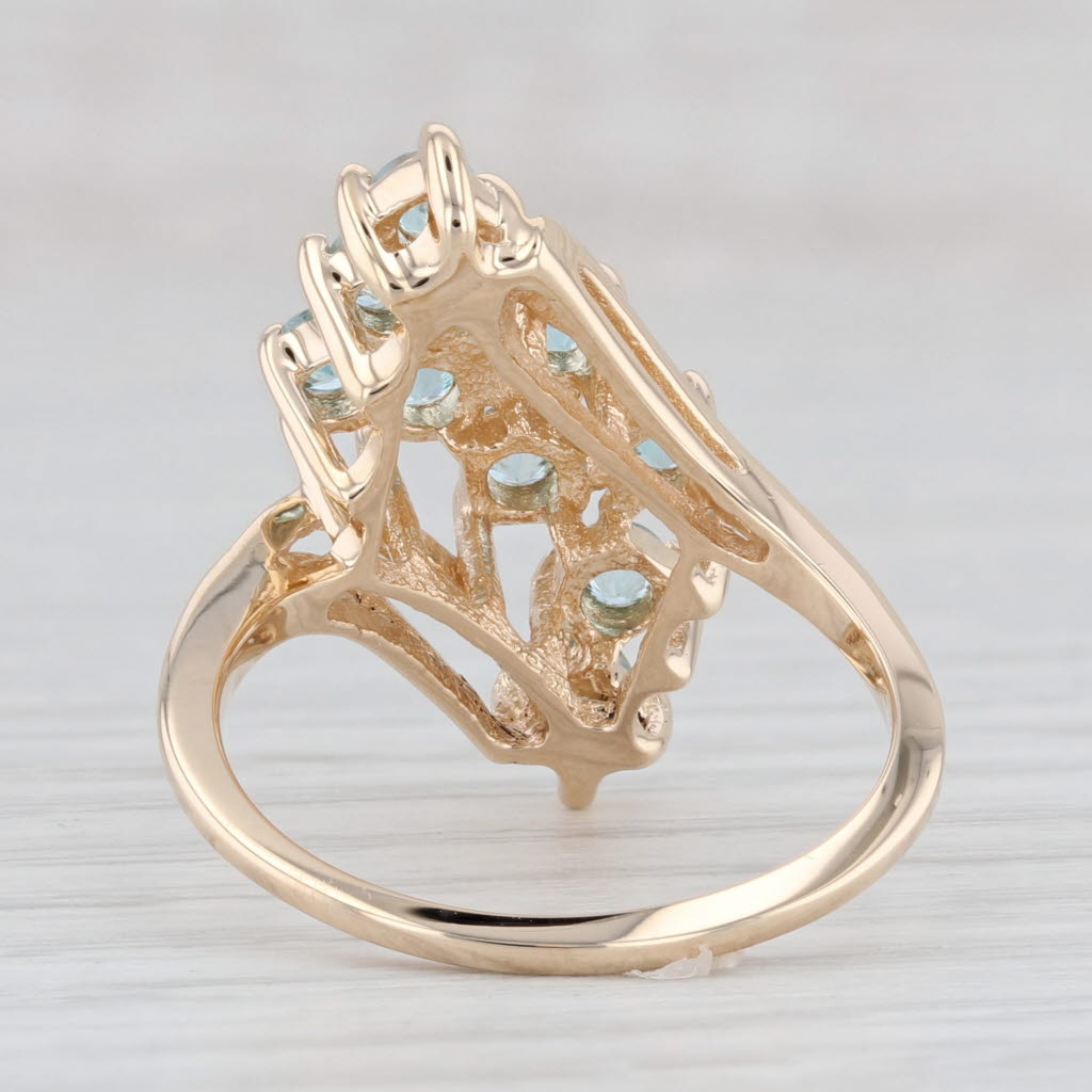 Light Gray 1.40ctw Blue Zircon Cluster Ring 14k Yellow Gold Size 8 Cocktail Bypass