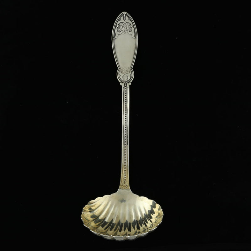 Wilson McGrew Shell Ladle Sterling Silver Gold Wash Vintage 10" Servingware