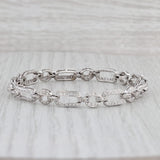 1.25ctw Diamond Circle Bar Link Bracelet 18k White Gold 7" 6.6mm