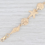 Nautical Shell Bracelet 14k Yellow Gold Seashell Conch Sand Dollar Starfish 6.5"