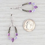 New Amethyst Jade Dangle Earrings Sterling Silver 14k Gold Purple Gemstone
