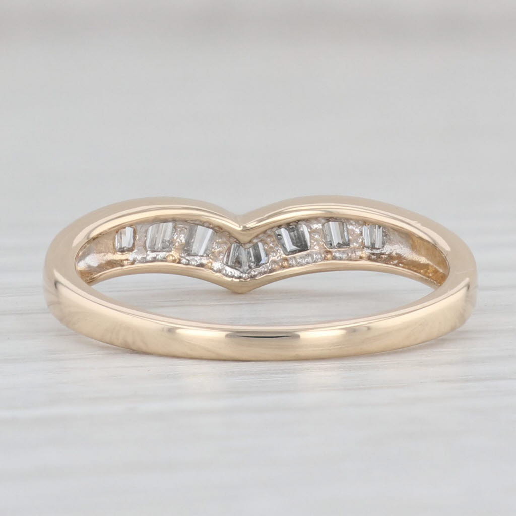 Light Gray 0.35ctw Contoured V Diamond Ring 14k Yellow Gold Sz 7.25 Stackable Wedding Band