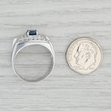 Gray 1.42ctw Round Blue Sapphire Diamond Ring 18k White Gold Size 9