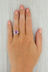 Tan Vintage 2.60ctw Pink Oval Sapphire VS2 Diamond Halo Ring Platinum