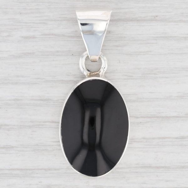 Light Gray New Black Obsidian Lava Glass Pendant 925 Sterling Silver Oval Solitaire B12767