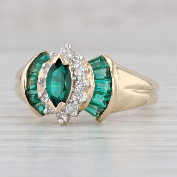 Gray 0.92ctw Marquise Lab Created Emerald Diamond Ring 14k Yellow Gold Size 7.25
