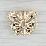 Gemstone Butterfly Pendant 14k Yellow Gold Opal Amethyst Chalcedony Garnet