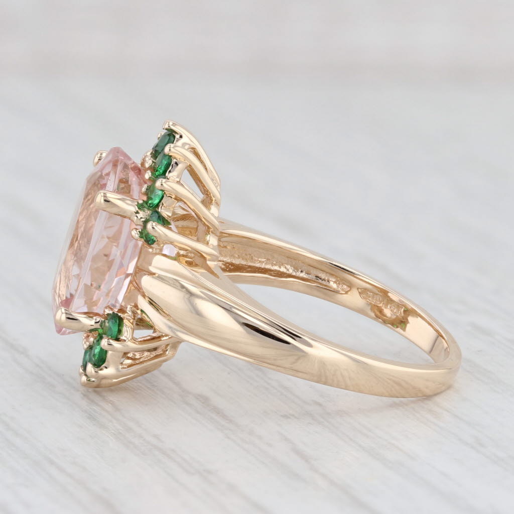 Light Gray 5.30ctw Morganite Tsavorite Garnet Ring 14k Yellow Gold Size 6