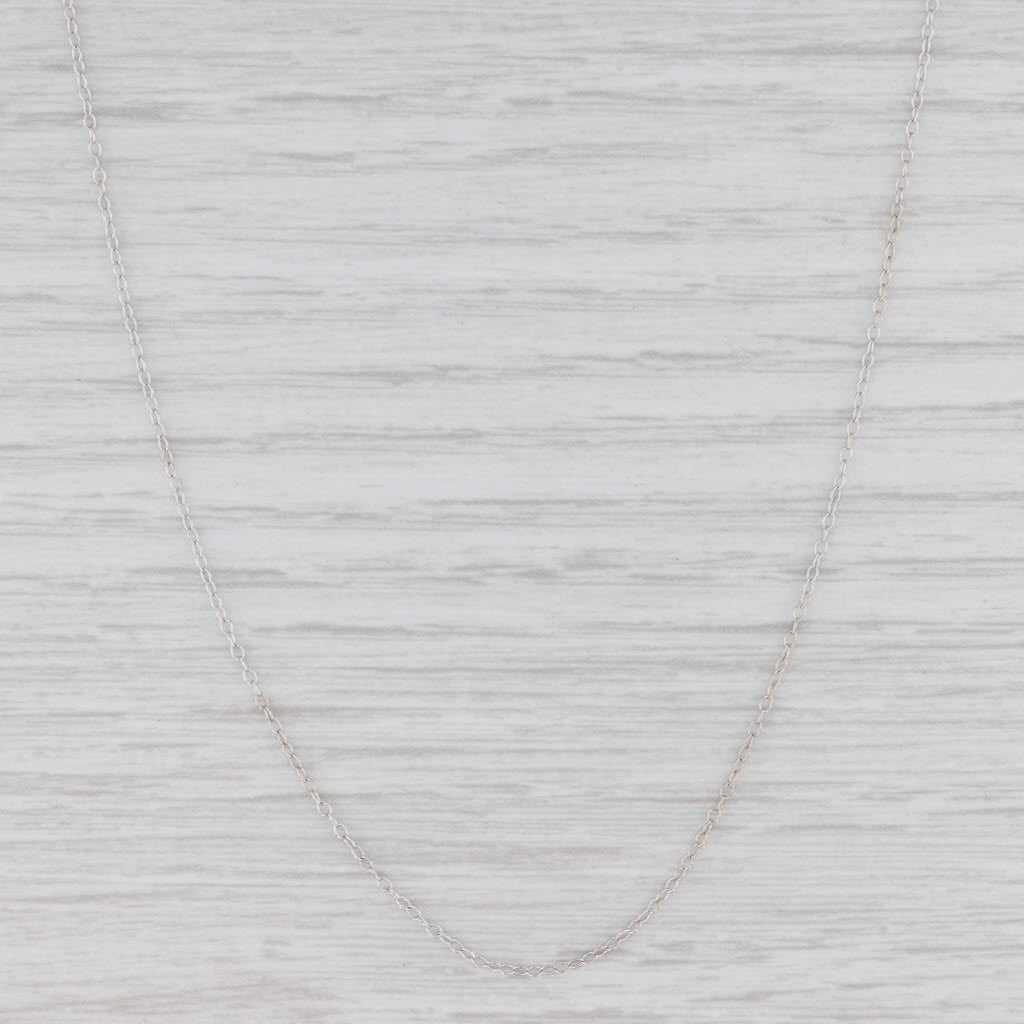 Light Gray Cable Chain Necklace 14k White Gold 17.5" 0.6mm Italy