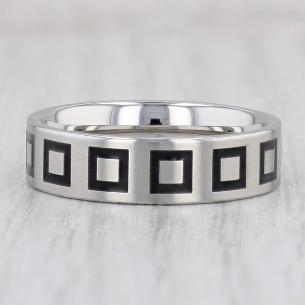 Light Gray New Square Pattern Titanium Ring Size 10 - 10 1/4 Wedding Band