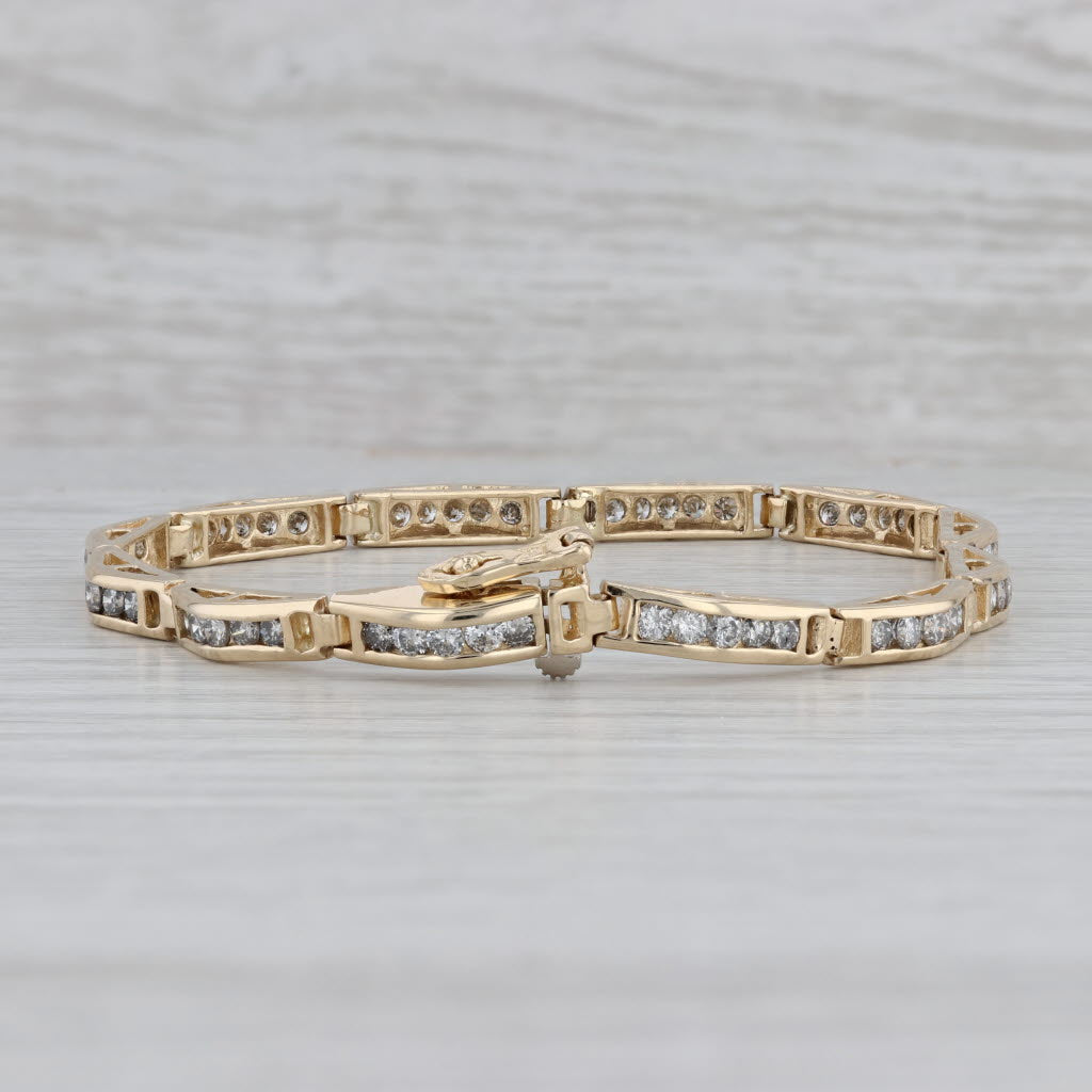 Gray 2.80ctw Diamond Tennis Bracelet 14k Yellow Gold 7" 4mm