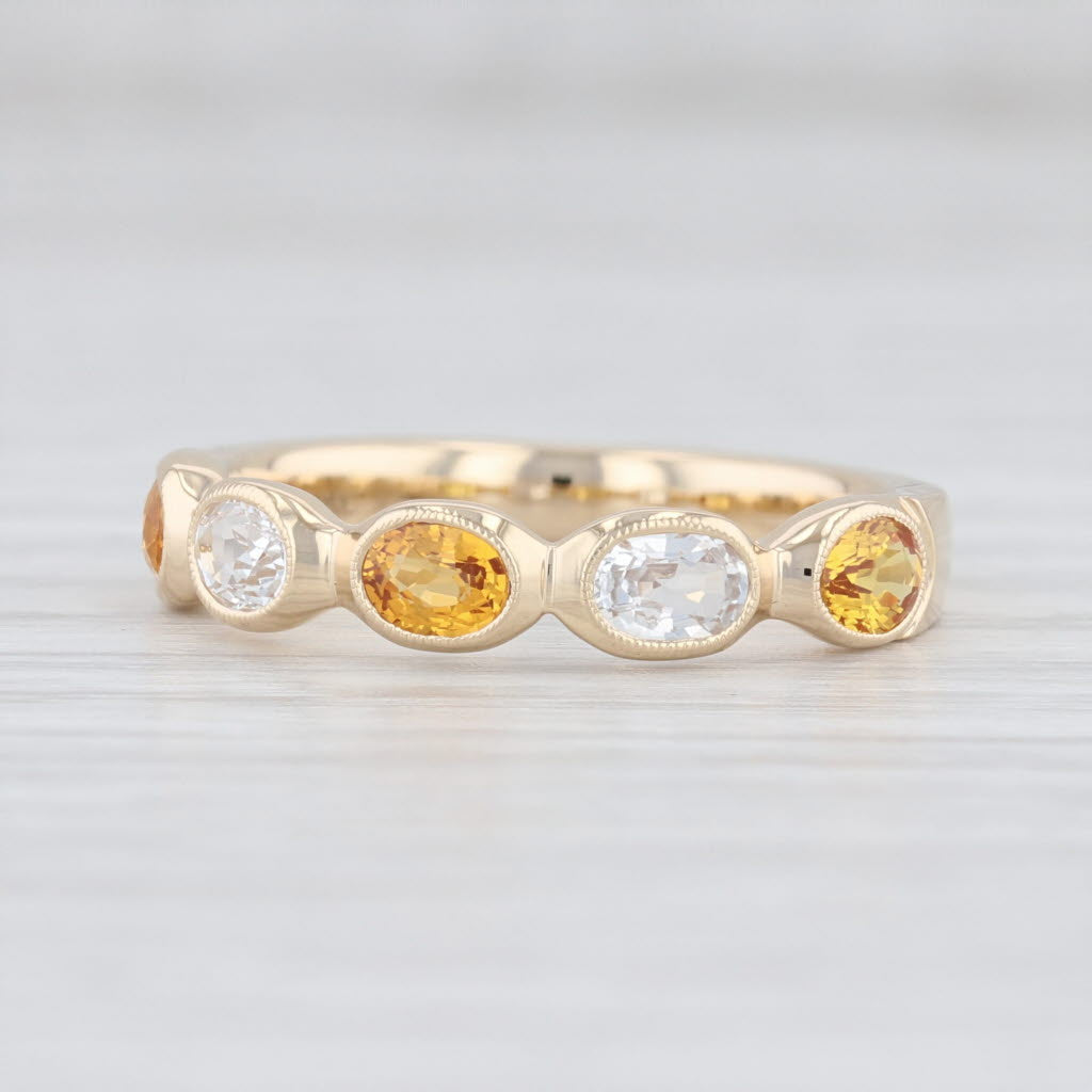 Light Gray New Beverley K 1.1ctw White Orange Sapphire Stackable Ring 14k Gold Size 6.5