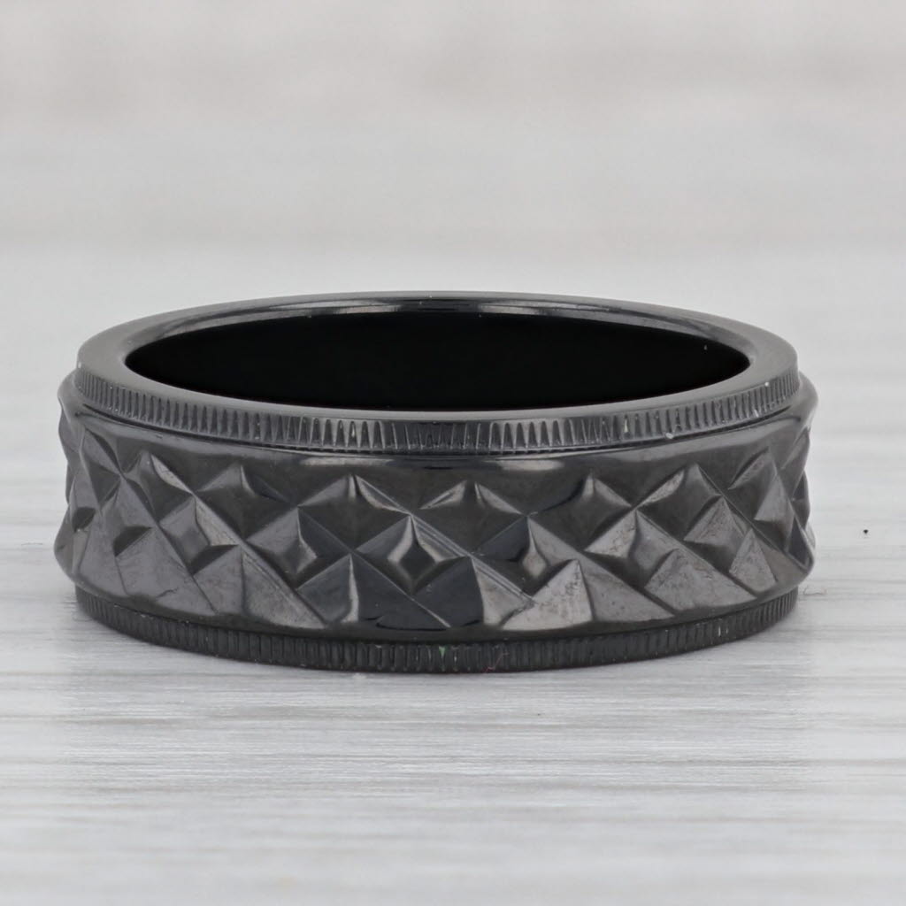 Gray New Textured Black Titanium Ring Size 9.75-10 Men's Wedding Band