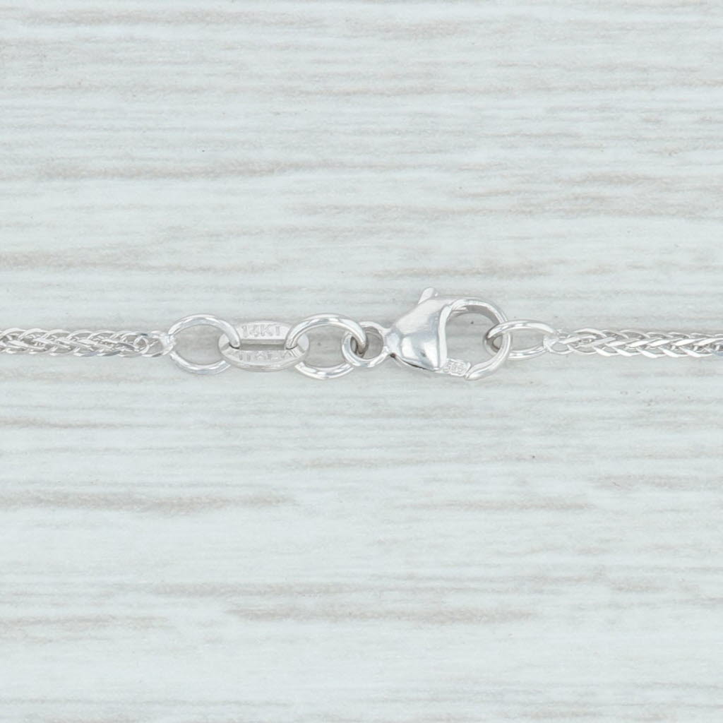 Light Gray New Square Wheat Chain Necklace 14k White Gold 18" 0.7mm