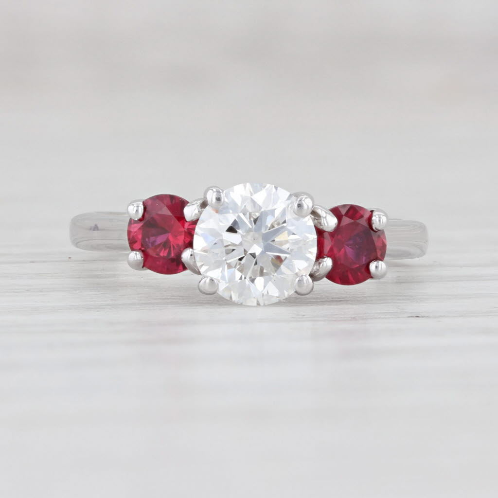 Light Gray 1.50ctw VS2 Diamond Ruby Ring 14k White Gold Size 5 Round Brilliant GIA