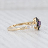 New 0.75ctw Amethyst Smoky Quartz Halo Ring 10k Gold Synthetic White Sapphire 7