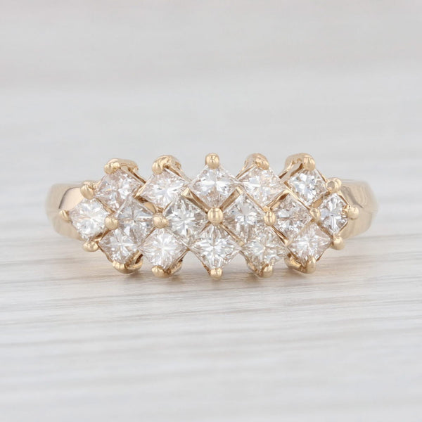 Light Gray 1.05ctw Diamond Cluster Ring 14k Yellow Gold Size 7 Stackable Anniversary
