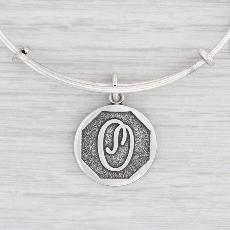New Alex and Ani Initial O Bangle Charm Bracelet Rafaelian Silver Expandable