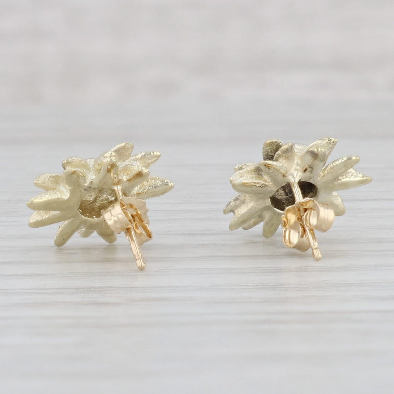 Flower Stud Earrings 14k Yellow Gold Pierced Floral Studs