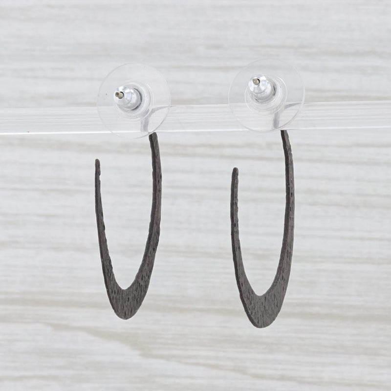 New Nina Nguyen Hammered Hoop Earrings Sterling Silver Oxidized Pierced Hoops