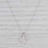 Diamond Flower Pendant Necklace 14k White Gold 19.5" Curb Chain