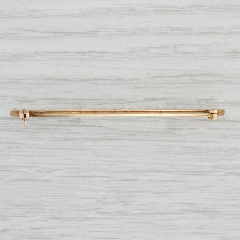 Light Gray Cultured Pearl Bar Pin 14k Yellow Gold Brooch