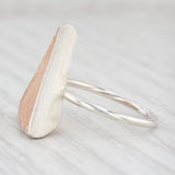 New Nina Nguyen Trio Sand Druzy Quartz Triangle Ring Sterling Silver Size 7.25