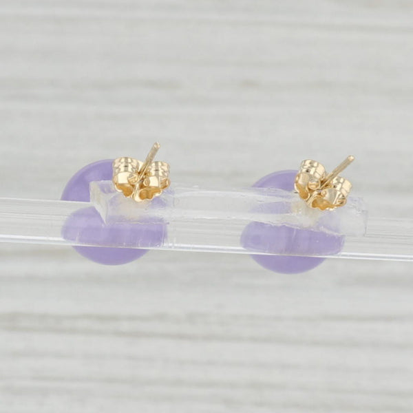 Light Gray Lavender Jadeite Jade Bead Stud Earrings 14k Gold Pierced Studs