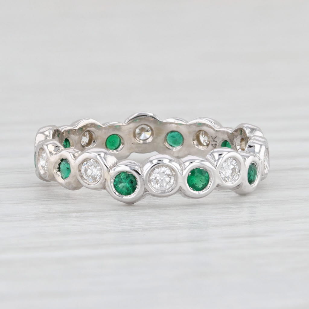 Light Gray 0.70ctw Emerald Diamond Stackable Ring 14k White Gold Wedding Band Size 6.25