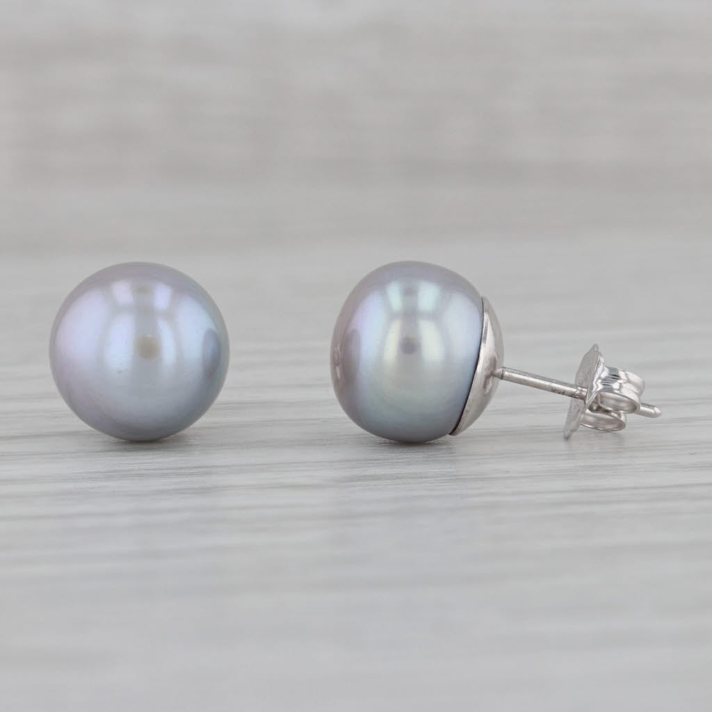 Gray Honora Gray Pearl Stud Earrings 14k White Gold Pierced Studs