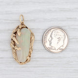 Gothic Baroque Opal Pendant Custom Made Statement 14k Yellow Gold Solitaire