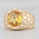Light Gray 5.50ct Oval Lab Created Yellow Sapphire Ring 14k Yellow Gold Nugget Band Size 8