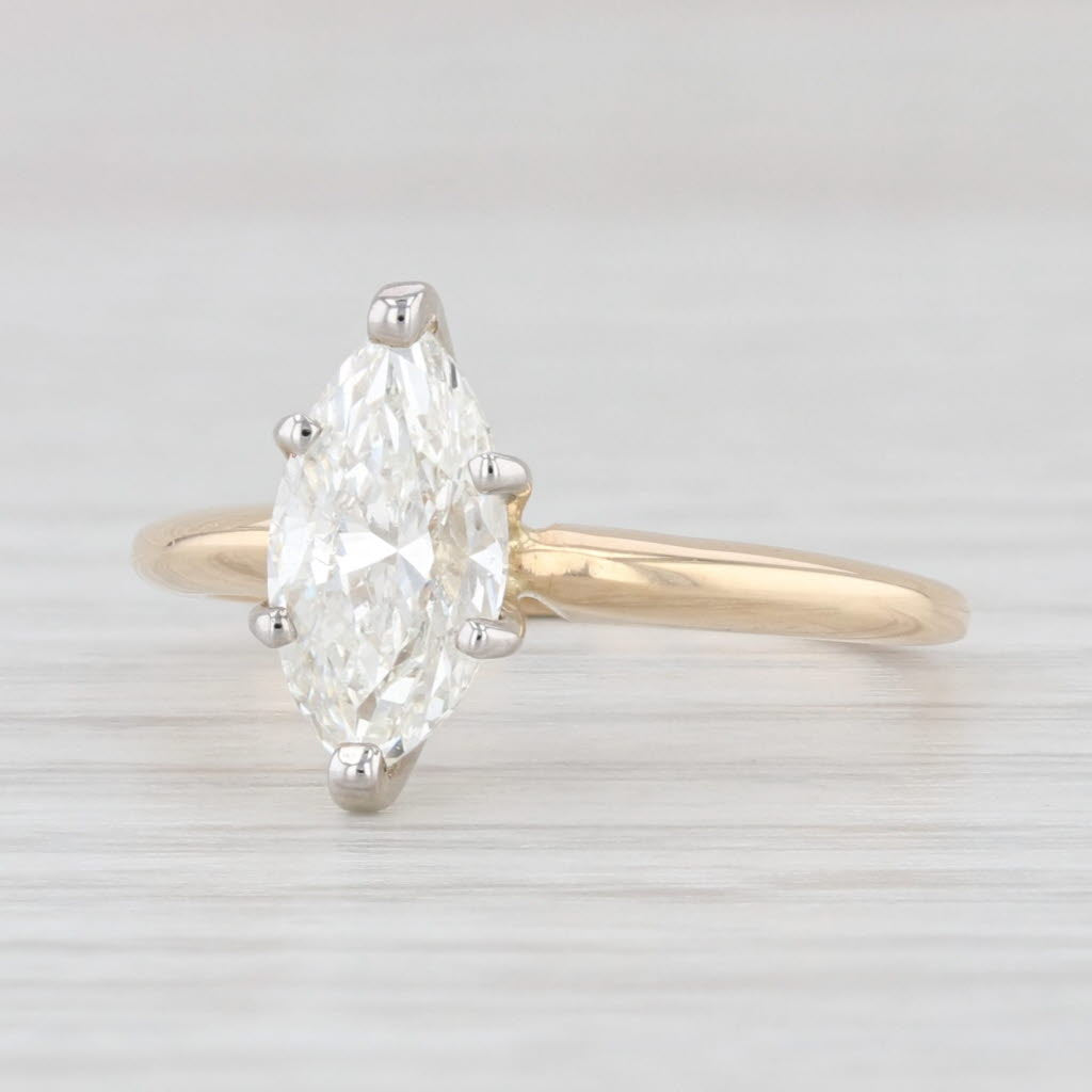 Light Gray 1.10ct Diamond Solitaire Ring 14k Yellow Gold Marquise Size 4.75 Engagement