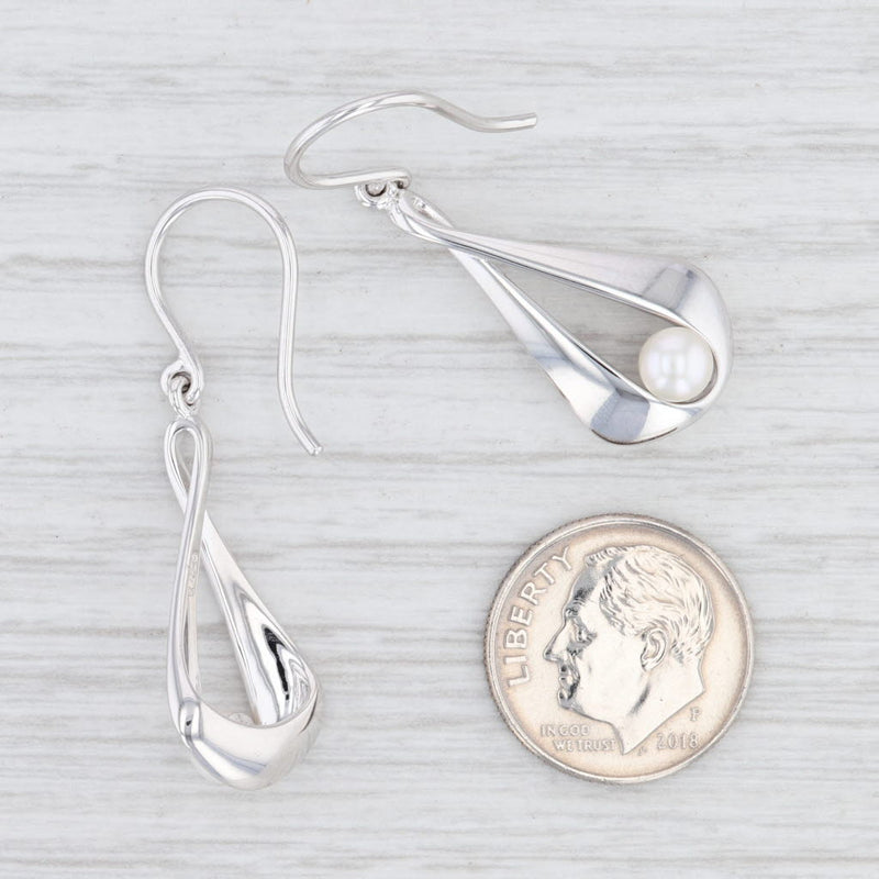 Light Gray New Bastian Inverun Freshwater Pearl Dangle Earrings 24261 Hook Pierced