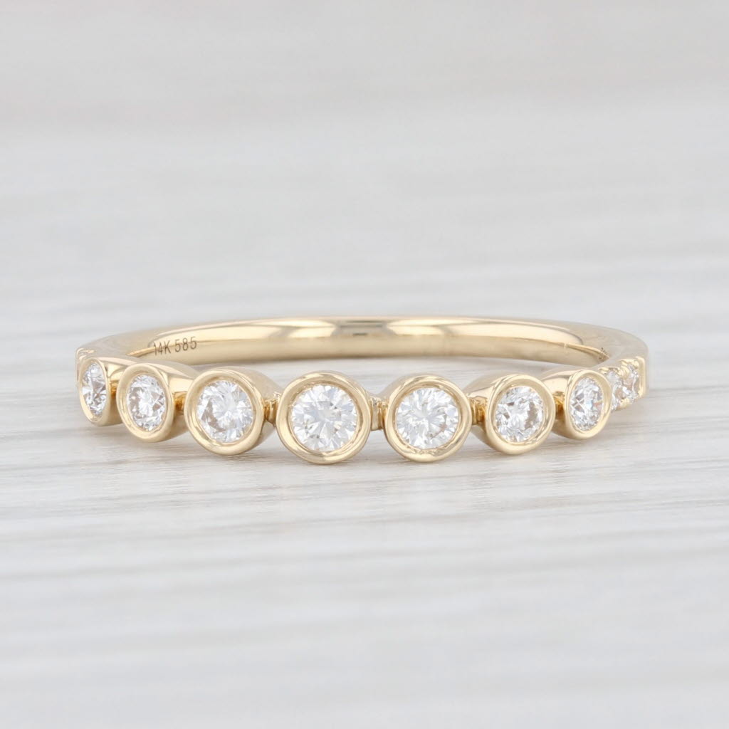 Light Gray New 0.30ctw Diamond Bubbles Ring 14k Yellow Gold Size 7 Stackable Wedding Band