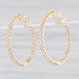 Light Gray New 1ctw Inside Out Hoop Earrings 14k Yellow Gold Hinged Round Hoops