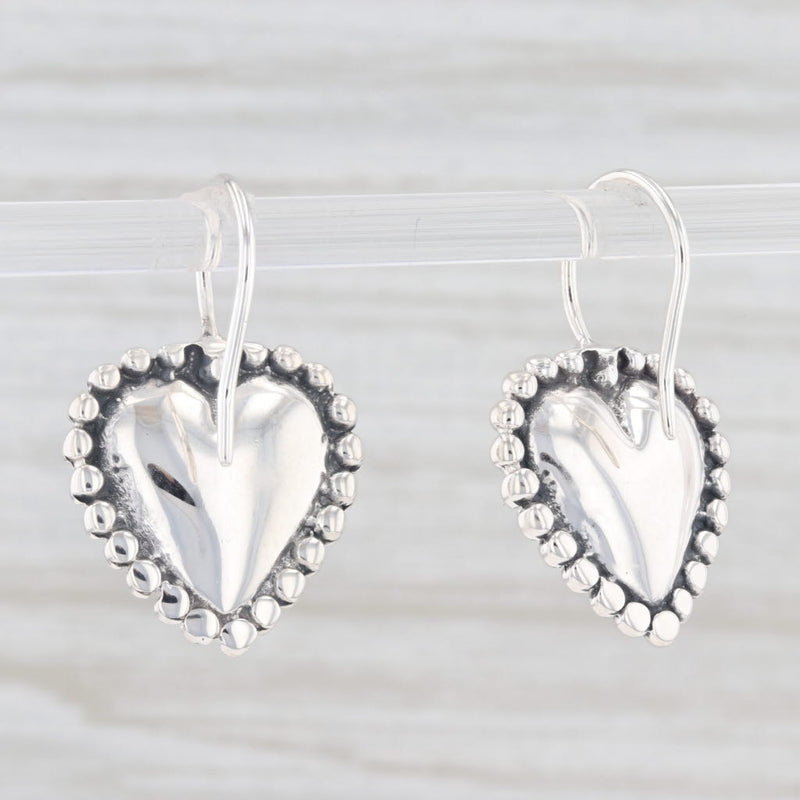 Light Gray New Heart Drop Earrings Sterling Silver Hook Posts Pierced