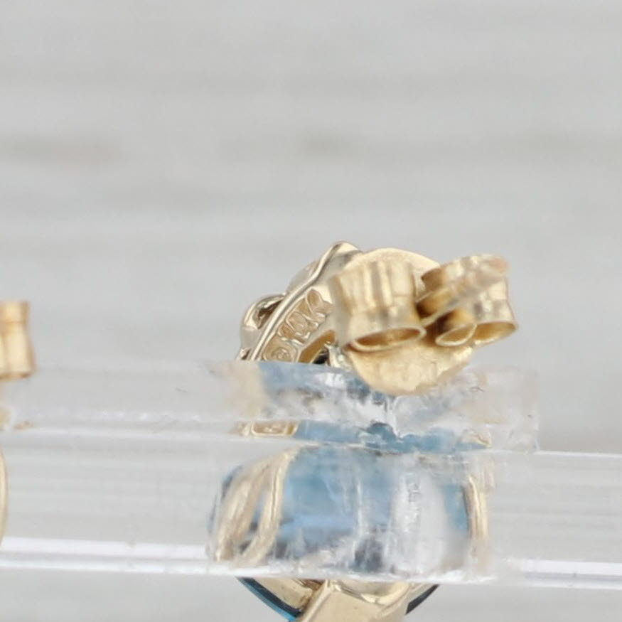 Gray 6ctw London Blue Topaz Solitaire Stud Earrings 14k Yellow Gold