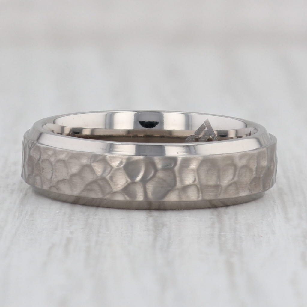 Gray New Men's Hammered Titanium Ring Size 8.75 Wedding Band Comfort Fit