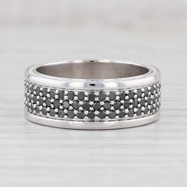 Light Gray 1.25ctw Black Diamond Ring 10k White Gold Size 9.75 Stackable Wedding Band
